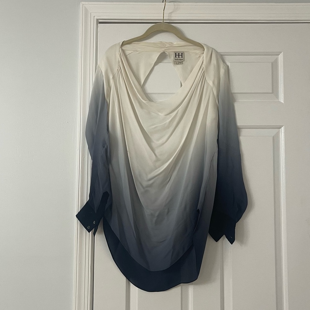 haute hippie silk cowl neck cut out blouse - L